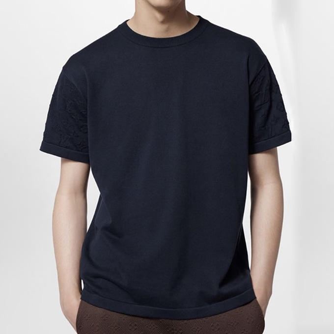 lv louis vuitton monogram jacquard sleeve t-shirt